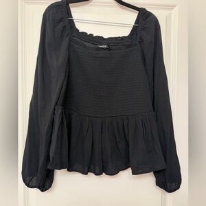 Smocked Black Women's Blouse